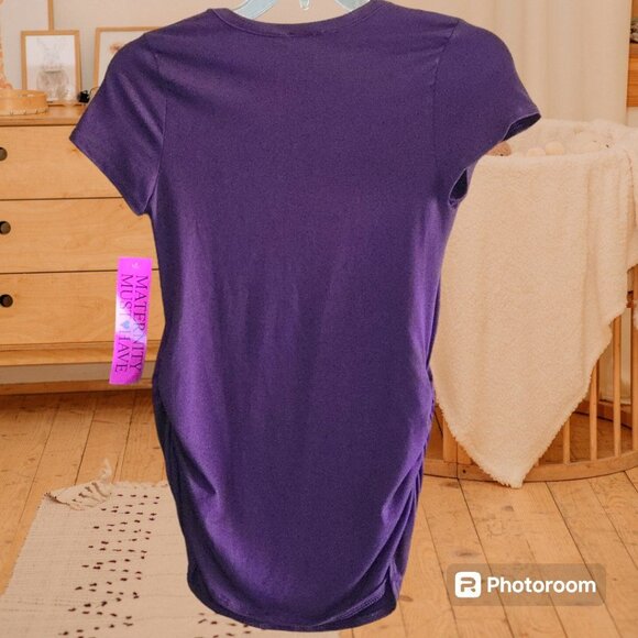 NWT Women's Maternity Violet & Ruby Top Faith Hope Love Burgundy Size S Ruching - Picture 4 of 4